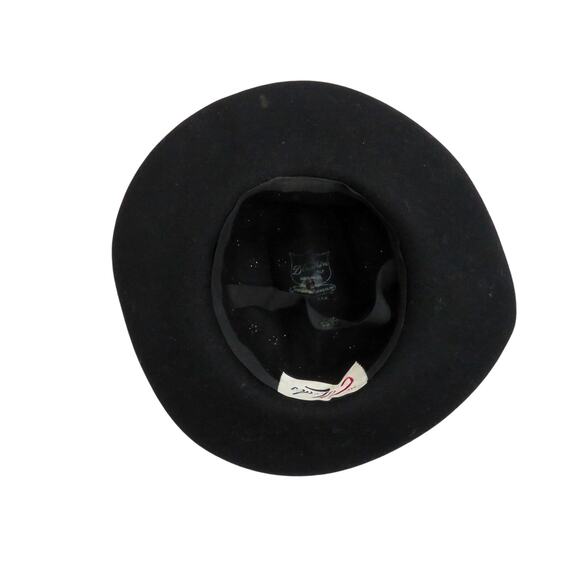 Bollman Hat Co. Mr. Charles 80s Vintage Black Felt Wool Gold Studded Fedora Hat - Picture 6 of 8